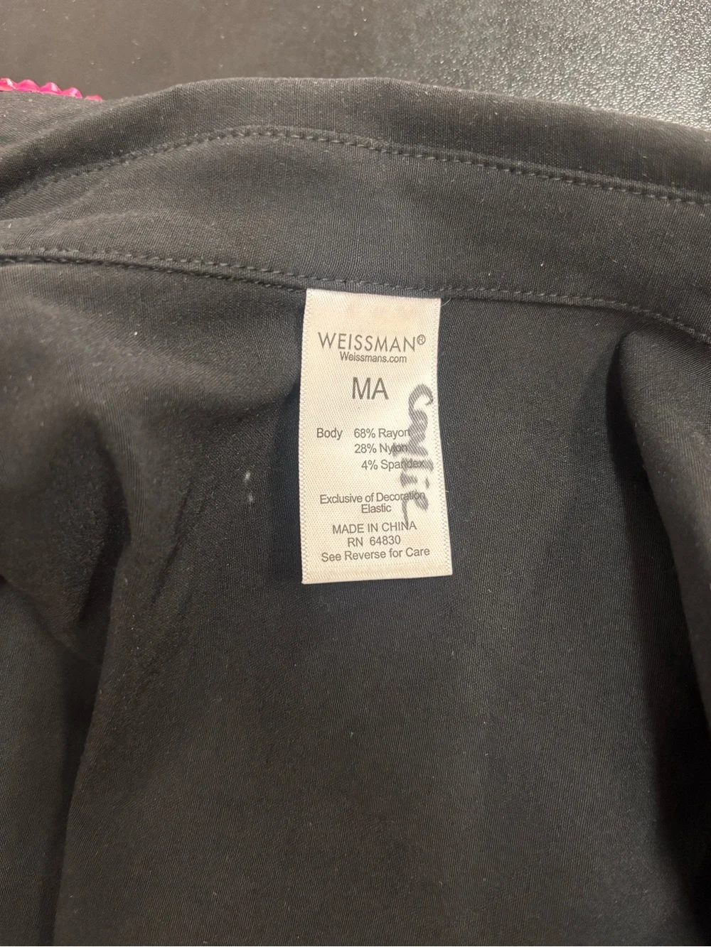 Weissman Black Dance Jacket with Pink Trim